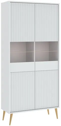 BARCELONA Üveges Vitrin Fehér Színben. 91 cm.