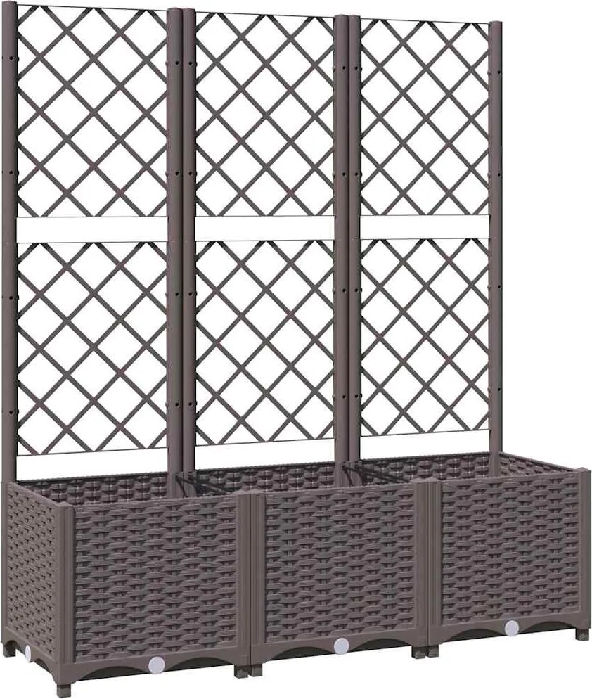 vidaXL barna PP kerti virágláda ráccsal 120 x 40 x 136 cm