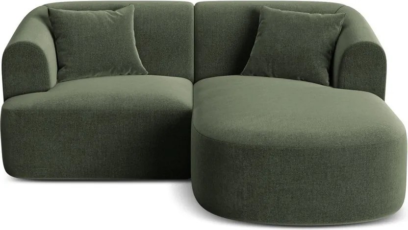 Zöld bársony sarokkanapé (jobb oldali-heverő résszel) Campi – Cosmopolitan Design
