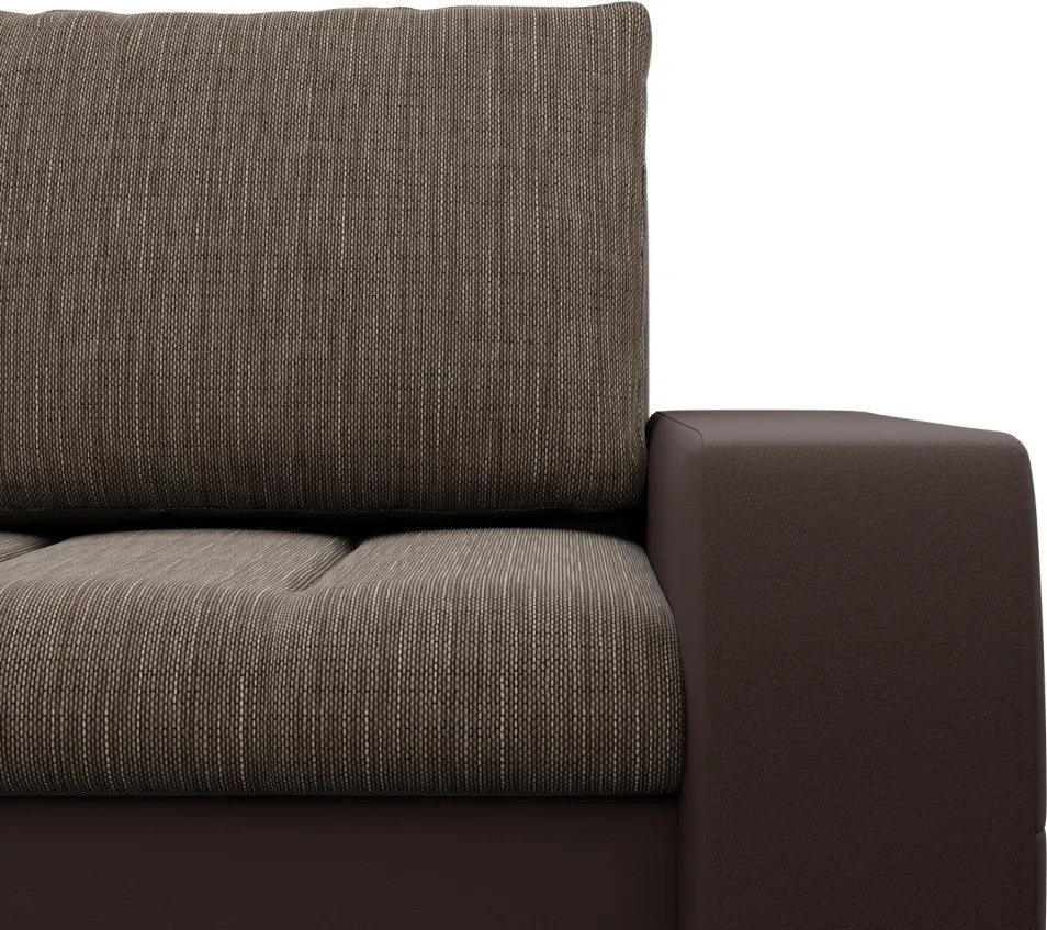 Toronto sarokkanapé, 2 ágyneműtartóval, fonott + műbőr, jobboldali, barna