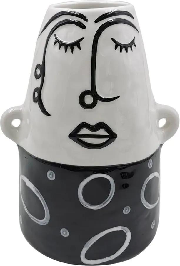 Thinking Face fekete-fehér porcelán váza - Mauro Ferretti