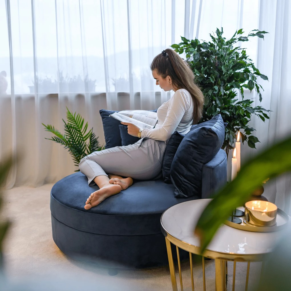Kerek fotel, Velvet szövet kék, SALOTO