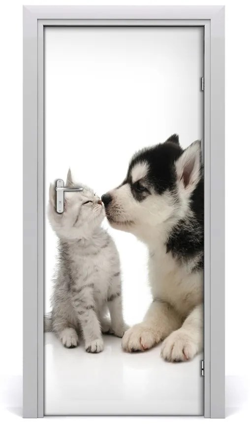 Poszter tapéta ajtóra Kutya és macska 75x205 cm