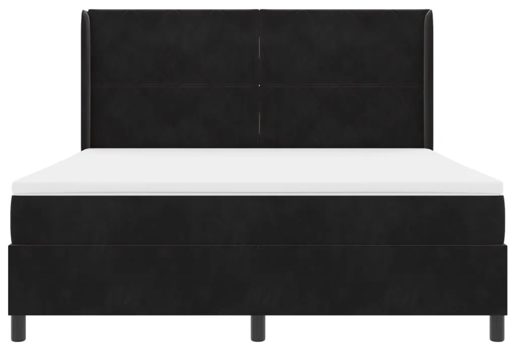 Boxspring Ágy Matraccal és LED Fénnyel Fekete 180x200 cm Bársony