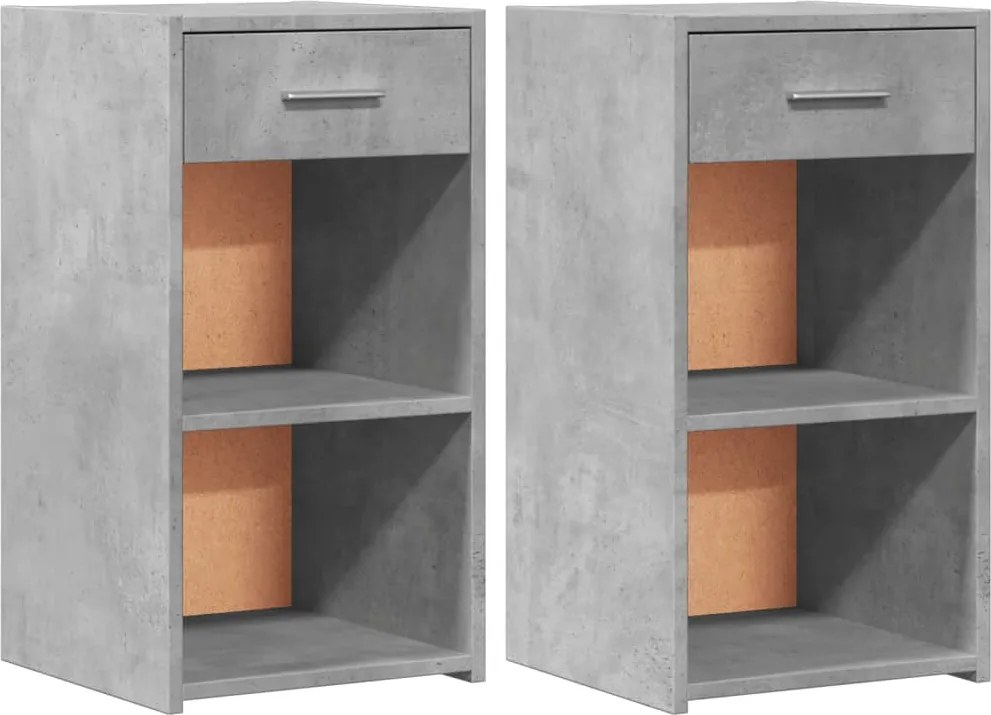 vidaXL 2 db betonszürke szerelt fa éjjeliszekrény 35 x 34 x 65 cm
