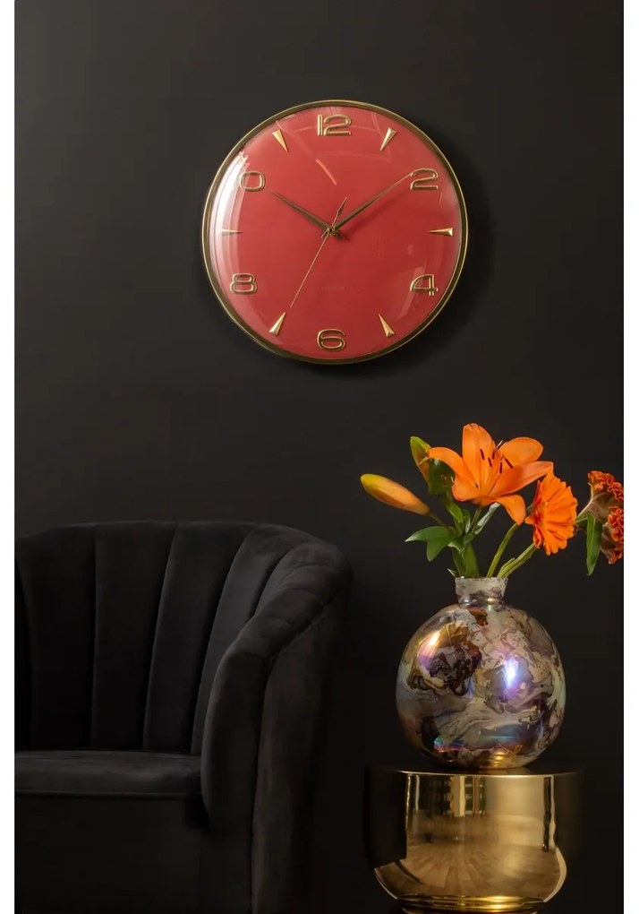 Karlsson 6017RD dizájner falióra, piros, átmérő:40 cm