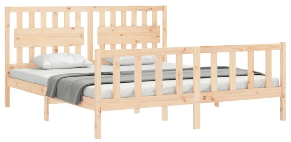 tömör fa ágykeret fejtámlával Super King Size