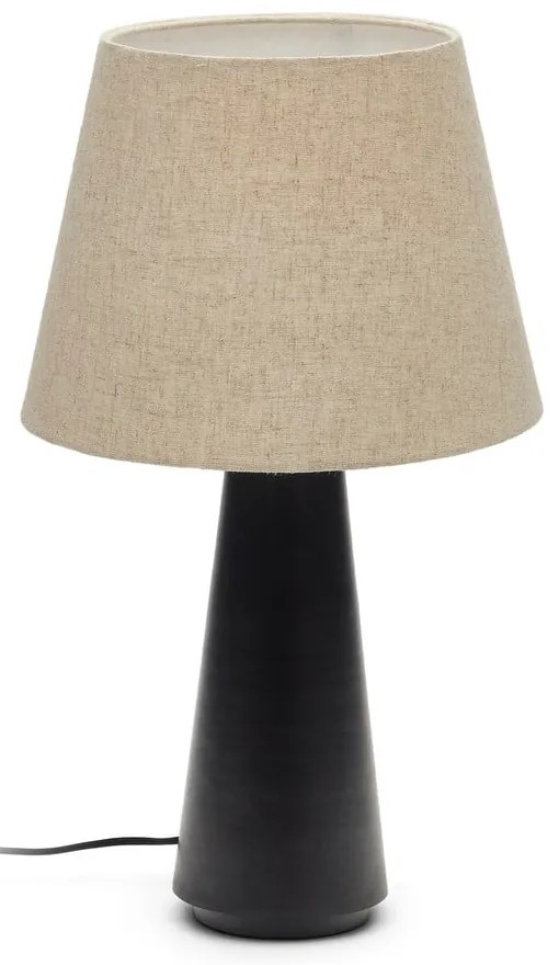 Fekete-bézs asztali lámpa textil búrával (magasság 60 cm) Torrent – Kave Home