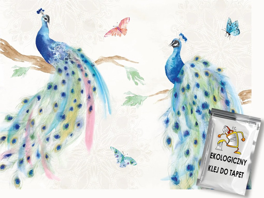Fotótapéta Flizelina Akvarell Elegancia Grácia Madár Páva Pillangó 400x280 ragasztó