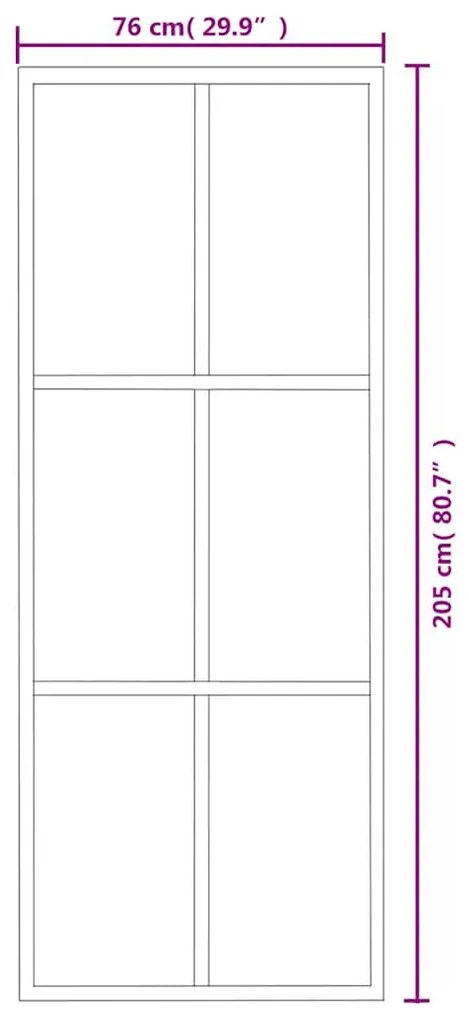 fekete ESG üveg és alumínium tolóajtó 76 x 205 cm