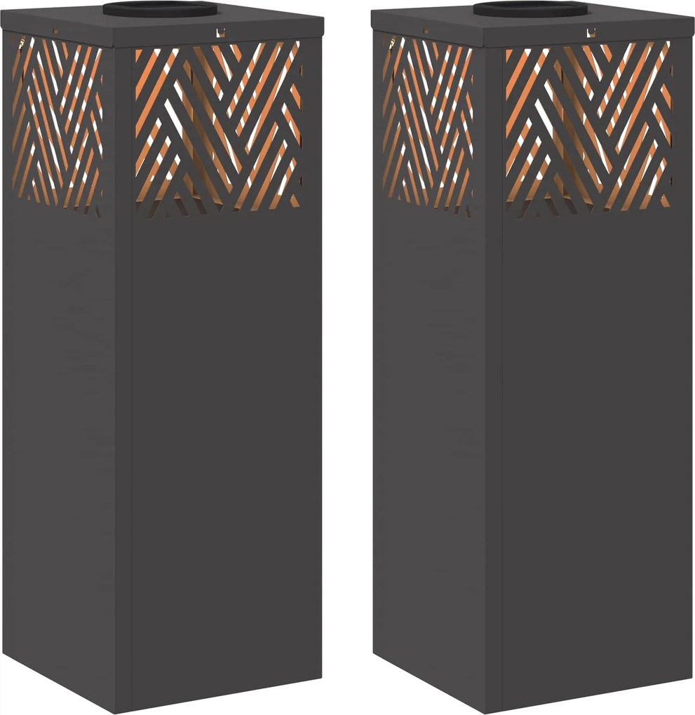 vidaXL Napelemmel működő LED ösvény világítás 2 pcs Fekete
