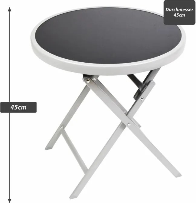 Kerti bisztróasztal összecsukható Ø 45 cm feketére színezett