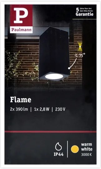 Paulmann 94328 - 2xLED/2,8W IP44 Kültéri fali lámpa FLAME 230V antracit