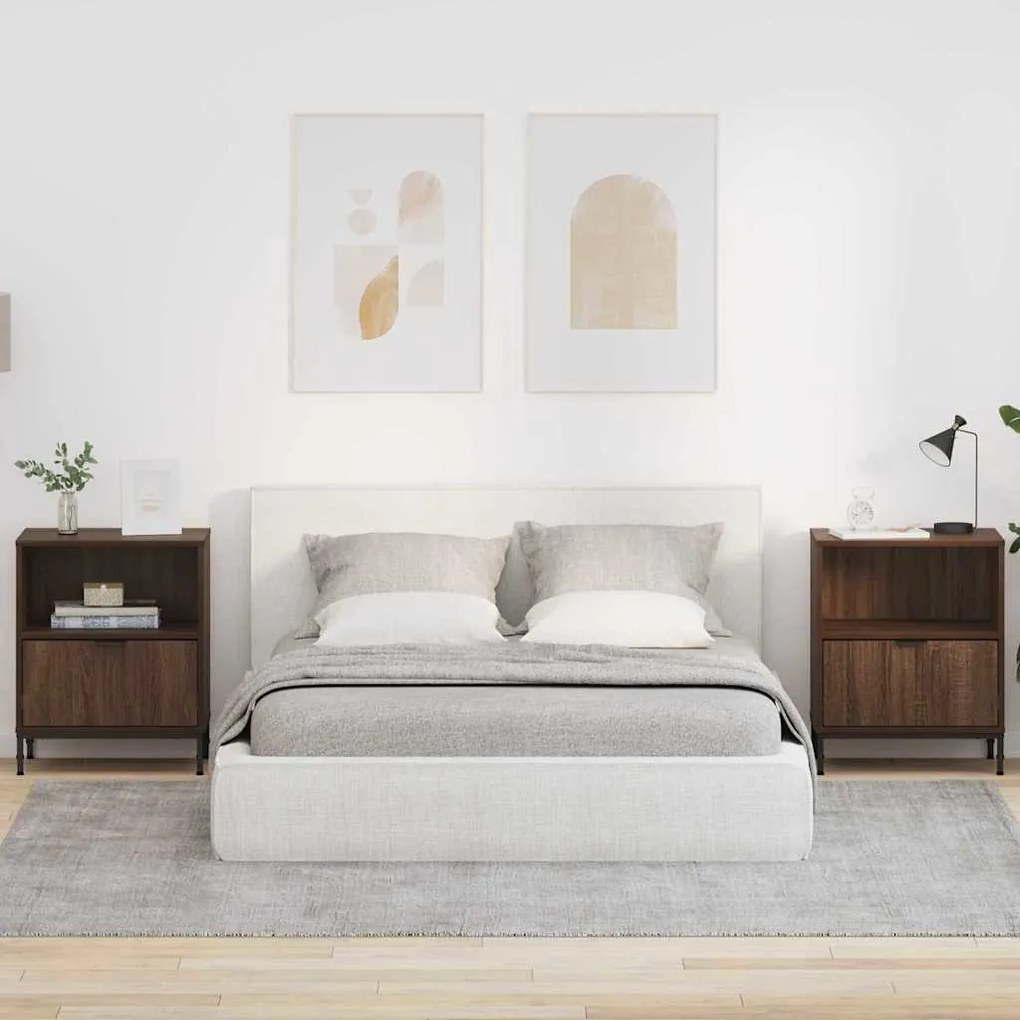 Éjjeliszekrények 2 pcs barna tölgy 49 x 36 x 61 cm Faanyag