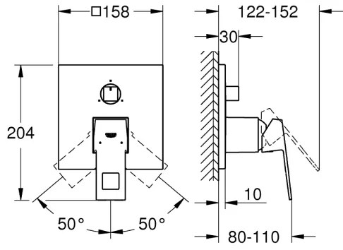 GROHE 24094000 - EUROCUBE csaptelep 3-utas váltóval, fényes króm