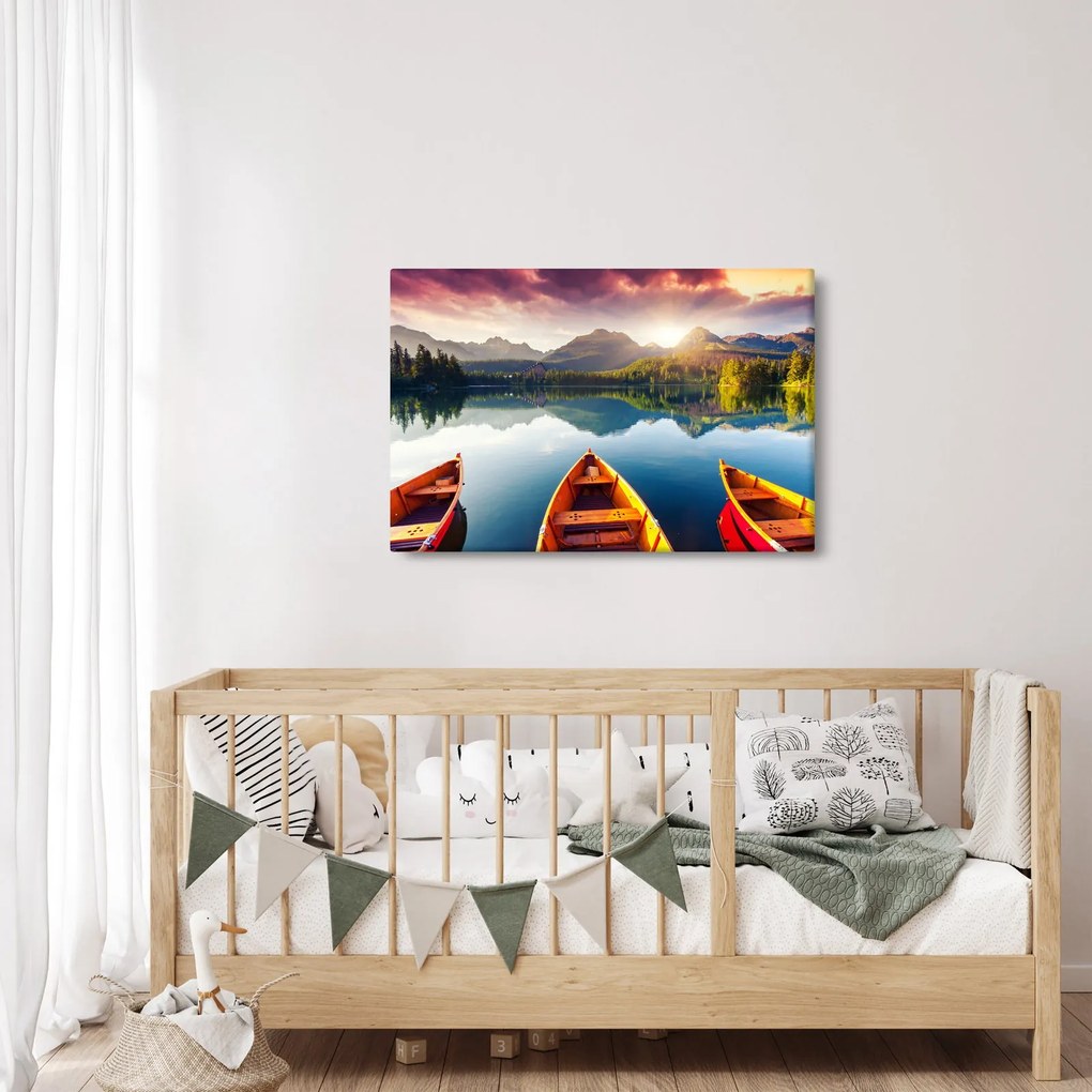 Kép - Tó csónakokkal (90x60 cm)