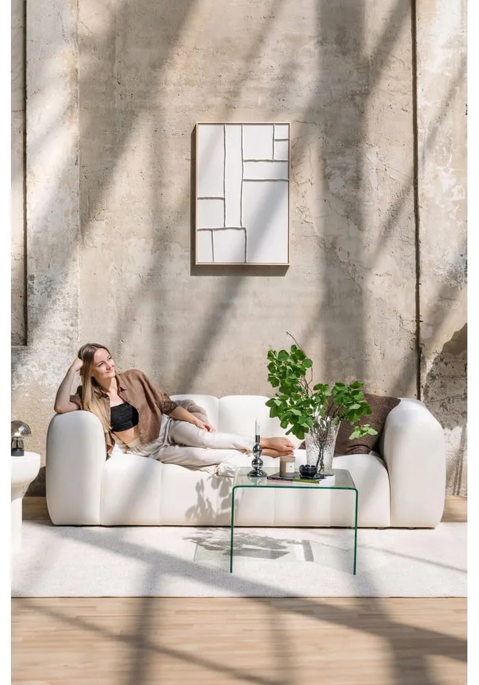 Krémszínű bársony kanapé 225 cm Cube – Bonami Selection