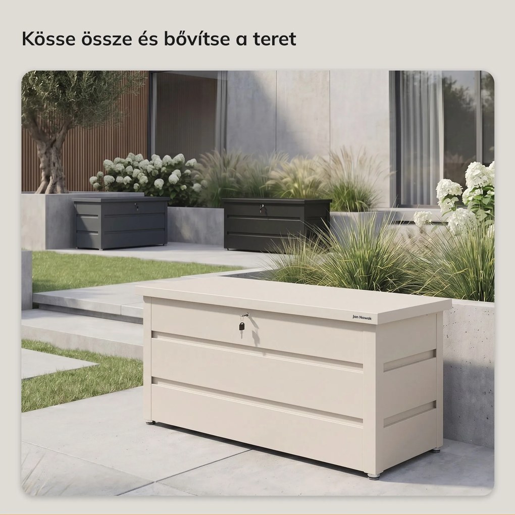 Nagy bézs kerti és erkélyláda: CARRIE 1190 x 520 x 587 mm