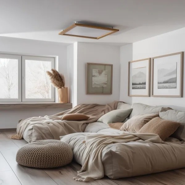BRILAGI - Dimmelhető LED lámpatest SLIMFRAME WOOD LED/58W/230V 64x64 cm + távirányító