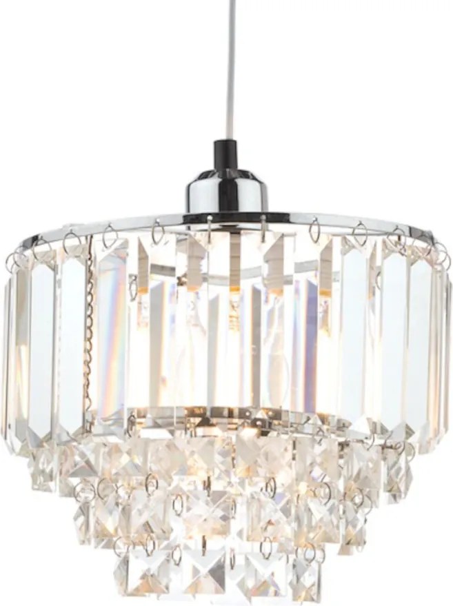 LAURA ASHLEY 3727732-Q VIENNA Kristály Függesztett Lámpa Fehér, Csiszolt Króm E27 IP20