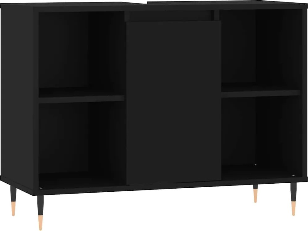 vidaXL fekete szerelt fa mosdószekrény 80 x 33 x 60 cm