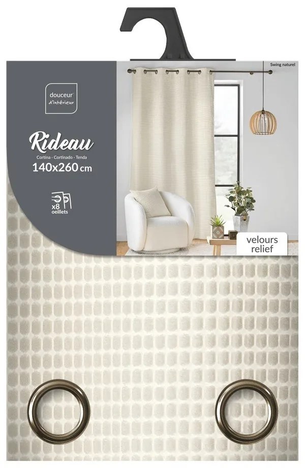 Bézs bársony függöny 140x260 cm Swing – douceur d'intérieur