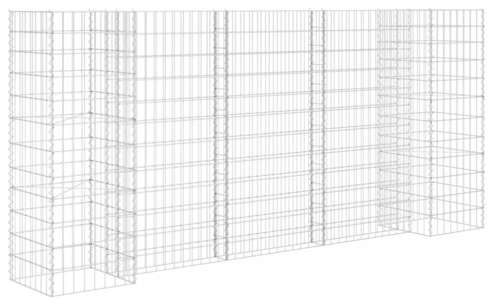H alakú acéldrót virágtartó gabion 260 x 40 x 120 cm