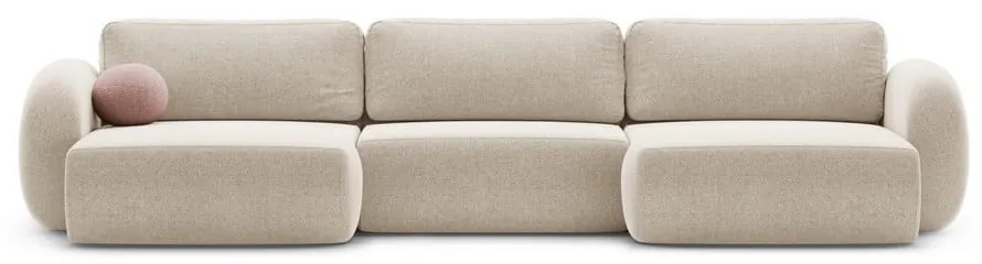 Bézs zsenília kinyitható-tárolóhelyes (U alakú) sarokkanapé Tonale – Cosmopolitan Design