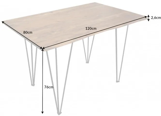 Design étkezőasztal Massive 120 cm asztallap 26 mm akác