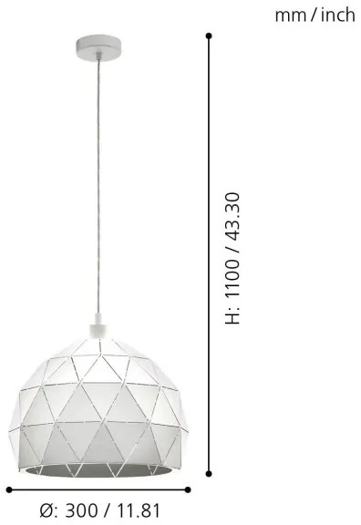 Eglo 97855 - Csillár zsinóron ROCCAFORTE 1xE27/60W/230V