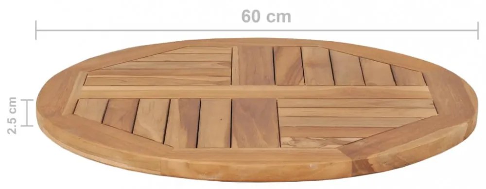 kerek tömör tíkfa asztallap 2,5 cm 60 cm