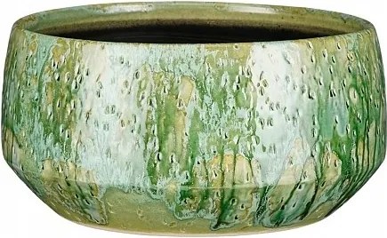 Kerámia kaspó fedő széles zöld boho 32,5 cm 1db