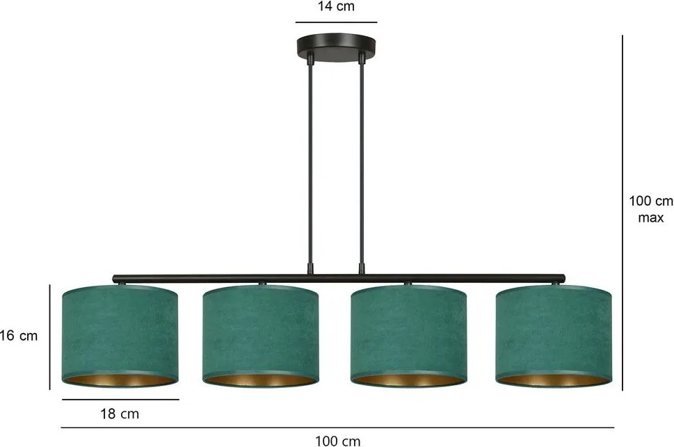 Emibig modern függeszték hilde fekete zöld emi1051/4