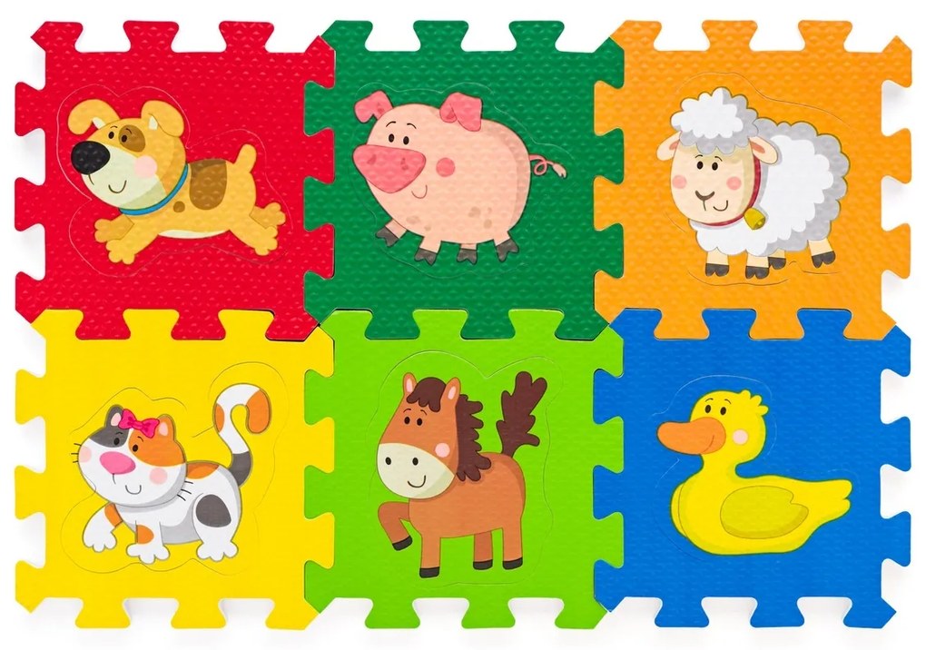 Plastica habtapi puzzle állatokkal, 6 darabos