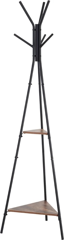 HOMCOM Fémszekrény Faalakú Ruhafogas 6 Akasztóval és 2 Polccal 32,5x45,5x182cm | Aosom