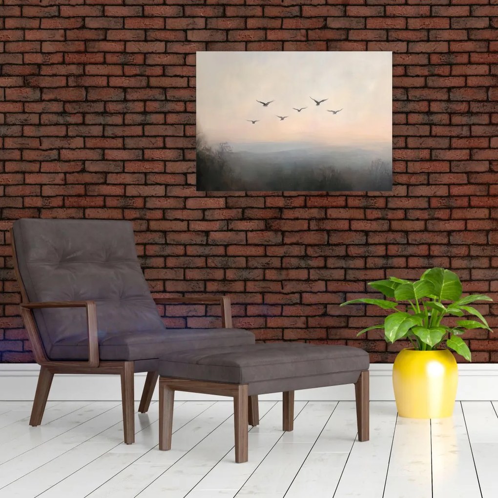 Üveg kép - Madárcsapat (70x50 cm)