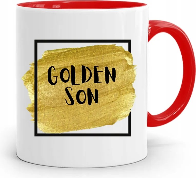 Piros Bögre Ajándék Fiúnak Golden Son nyomott mintával
