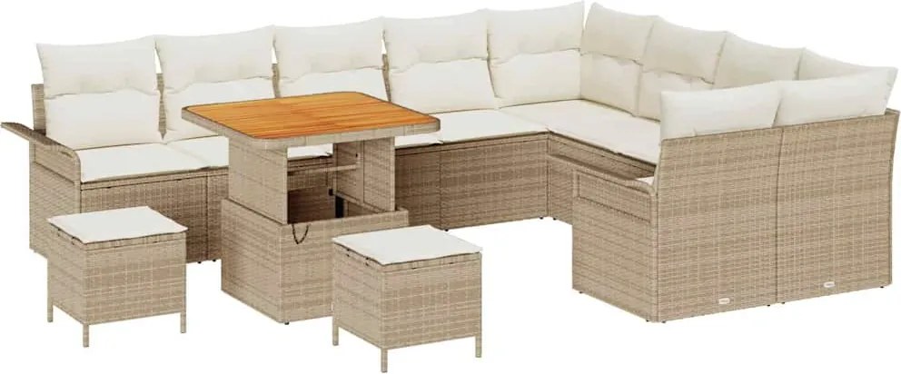 vidaXL Kerti Kanapé Szett párnával tárolóval 12 pcs Beige és krém