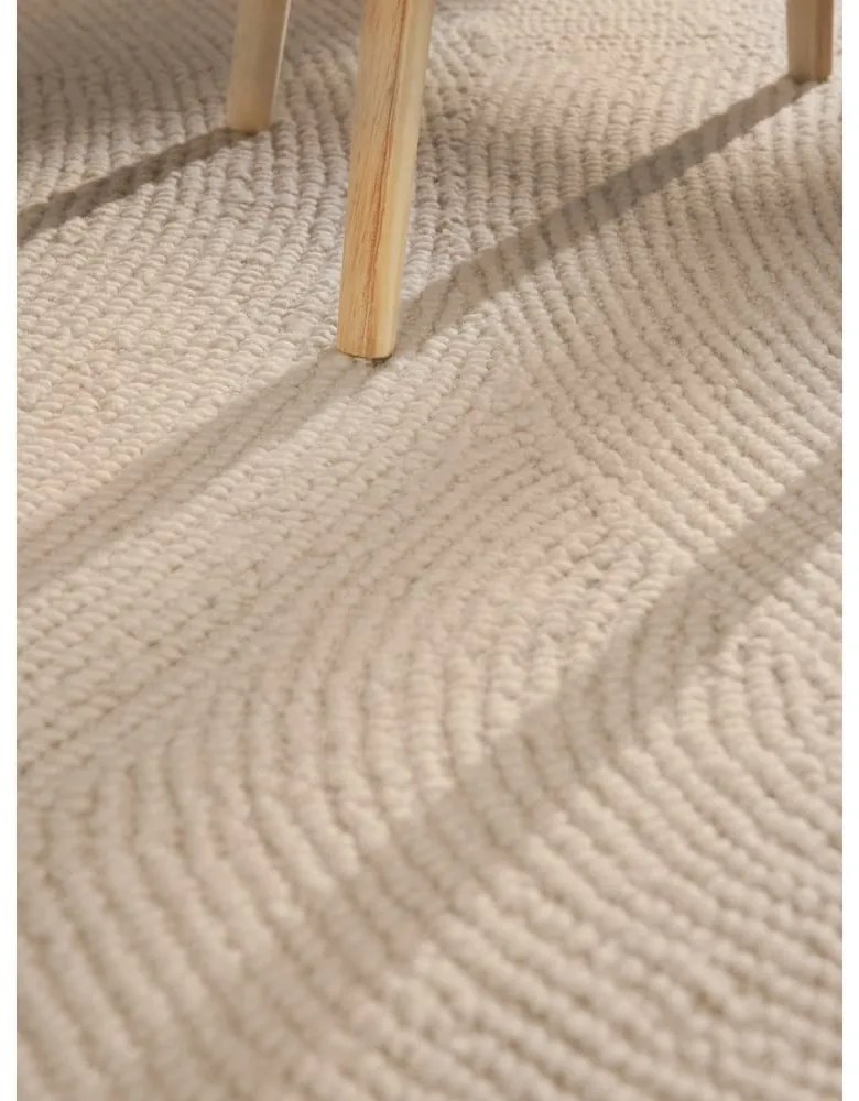 Világos natúr színű kézi szövésű gyapjú futószőnyeg 80x300 cm Calmio – Hanse Home