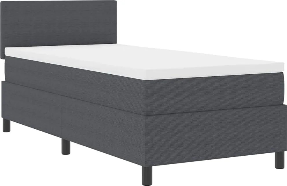 vidaXL Boxrugós ágy Sötétszürke és Fehér 80 x 200 cm Bársonyos szövet