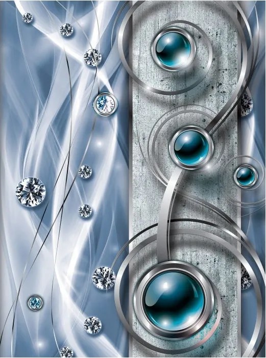 Fotótapéta Winyl Szürke-türkiz gömbök hullámok absztrakt Modern 184x254 +ragasztó