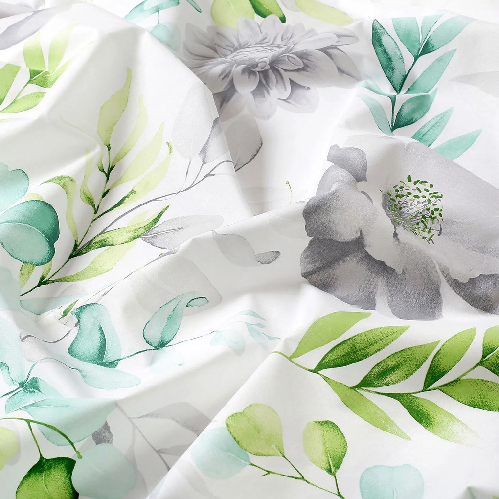 Goldea gyermek pamut ágyneműhuzat kiságyba deluxe - eucalyptus virágok 90 x 120 és 40 x 60 cm