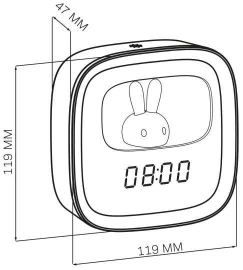 LED állítható éjjeli lámpa ébresztővel BUNNY LED/1,2W/5V 3000K