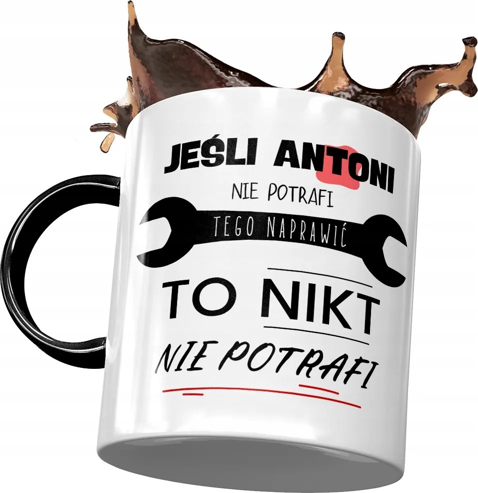 Fekete bögre Antal Kollégának Ajándék Nyomtatott Fotóval