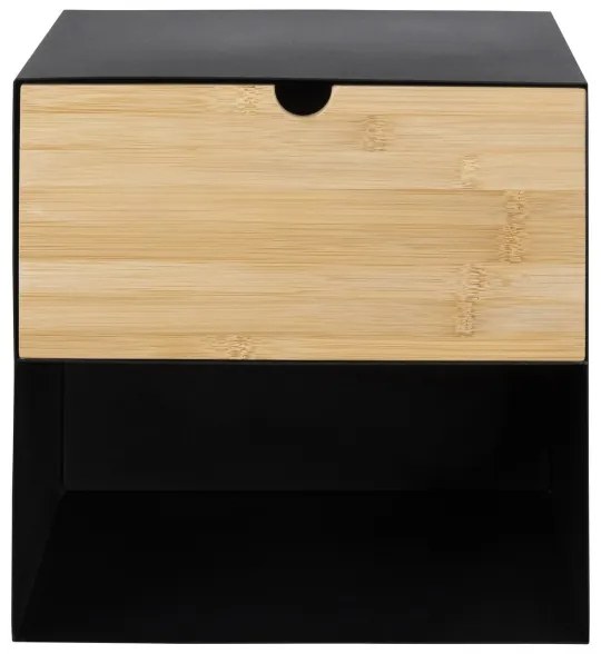 Fekete/bambusz BEKIM éjjeli szekrény, falra szerelhető opciónál