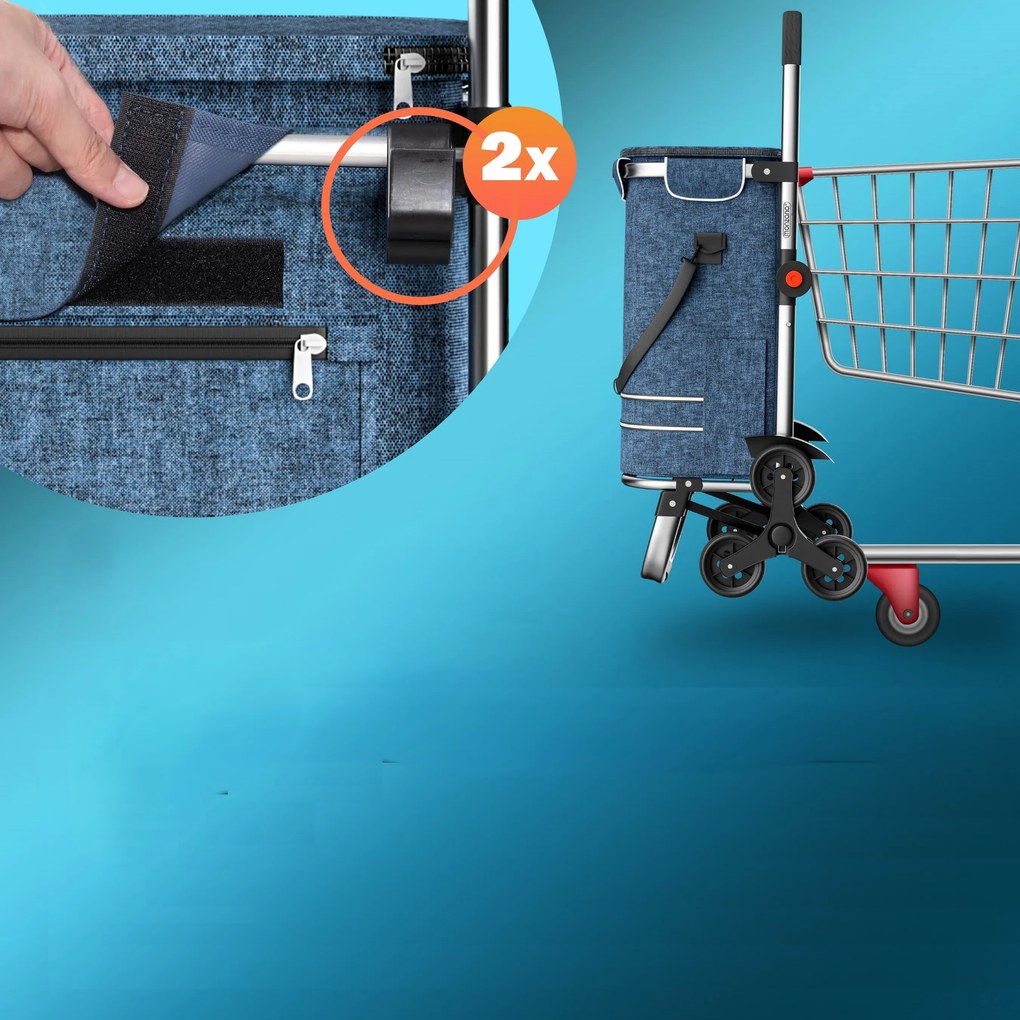 COMFORT bevásárlótáska lépcsőjáró kerekekkel, 50l, kék Monzana