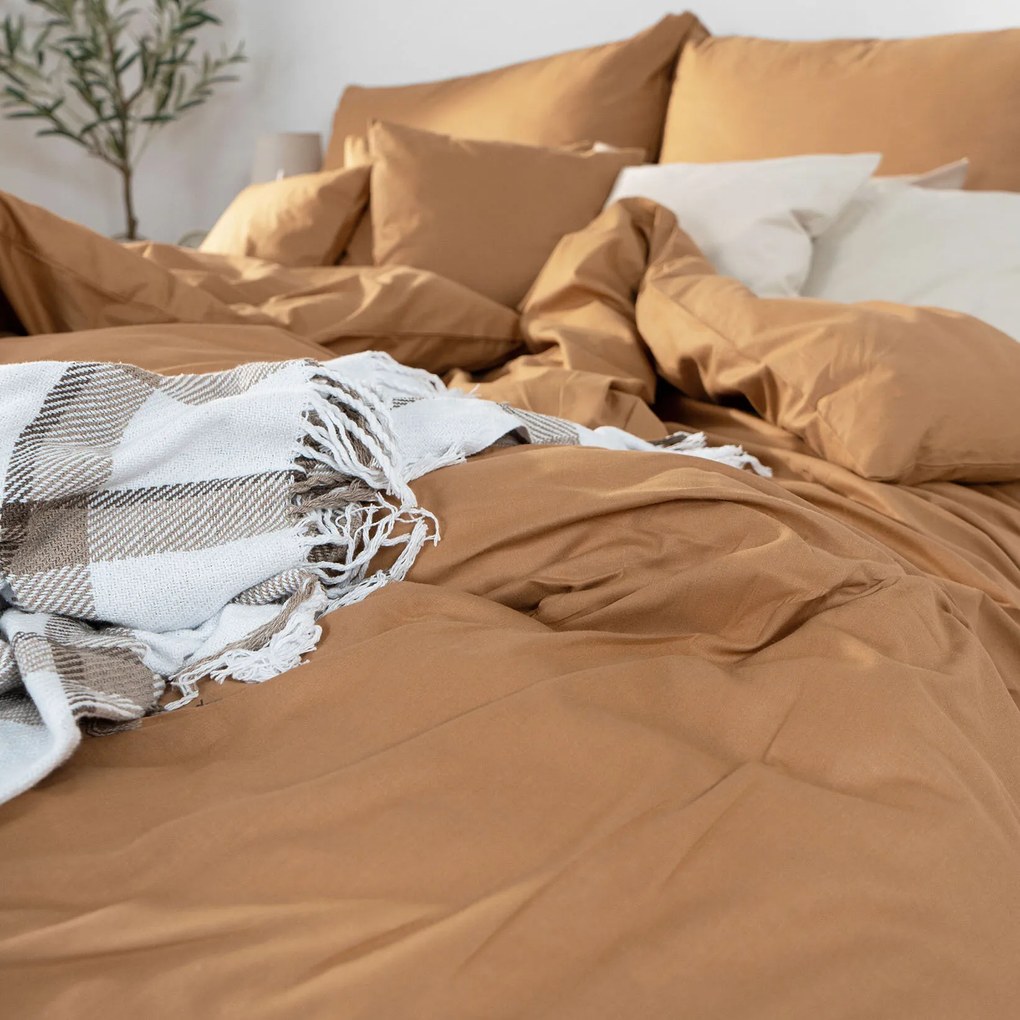 Goldea pamut ágyneműhuzat garnitúra - barna 140 x 200 és 70 x 90 cm