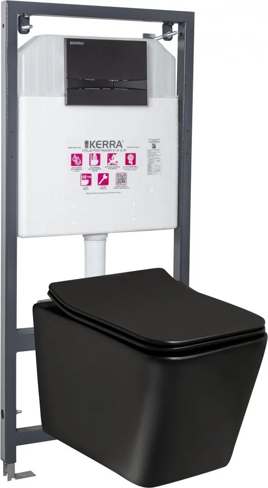 Tinos BL Adriatic Black falba építhető WC tartály szett