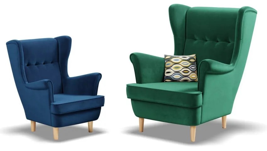 Uszak Mini fotel, bársony, kék