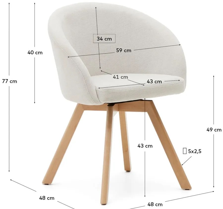 Krémszínű étkezőszék Marvin – Kave Home